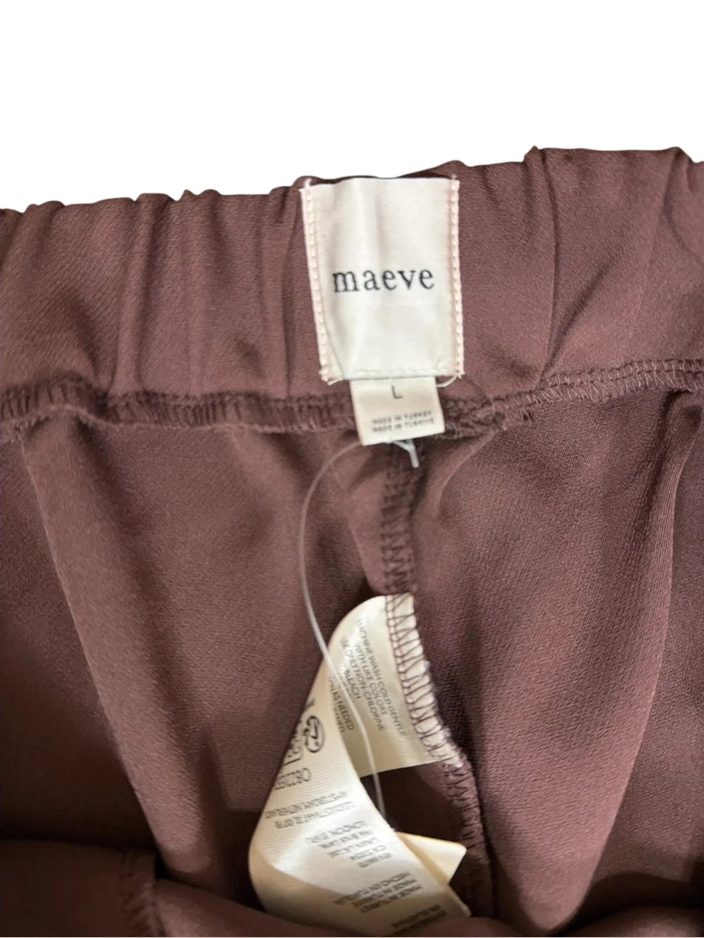 Maeve for Anthropologie “Aaron” Brown Wide-Leg Track Pants Cream Side Stripe NWT